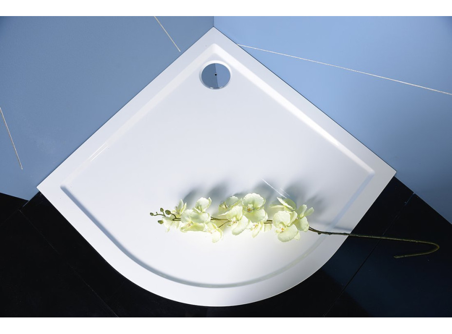 Polysan SERA sprchová vanička z litého mramoru, čtvrtkruh 80x80cm, R550, bílá 40511