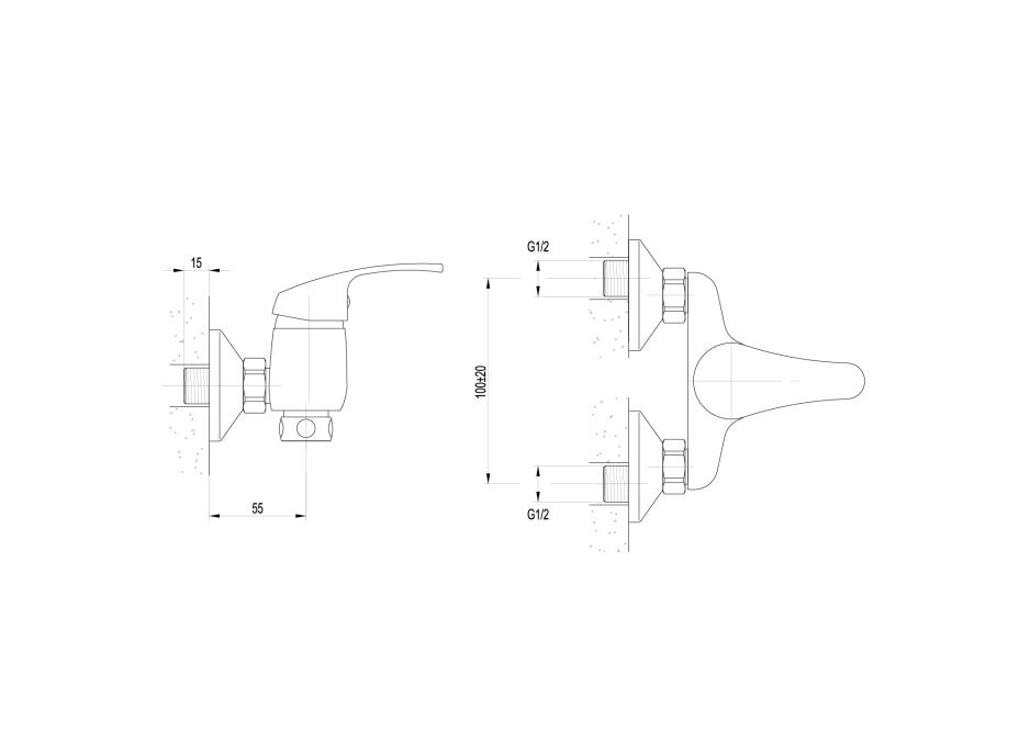 Aqualine AQUALINE 35 nástěnná baterie 3/4", rozteč 100mm, bez ramínka, chrom 52131