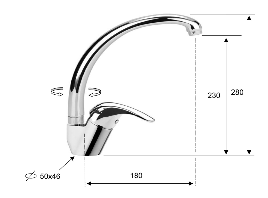 Sapho SALY stojánková dřezová baterie, výška 280mm, chrom SA511