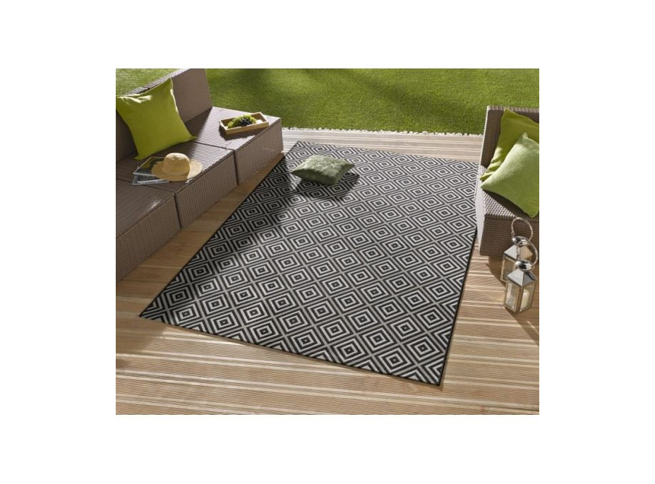 Kusový koberec Meadow Karo - černý - 80x150 cm