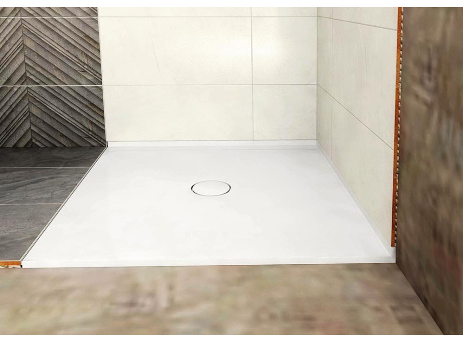Polysan MIRAI sprchová vanička z litého mramoru, čtverec 80x80x1, 8cm, bílá 73182