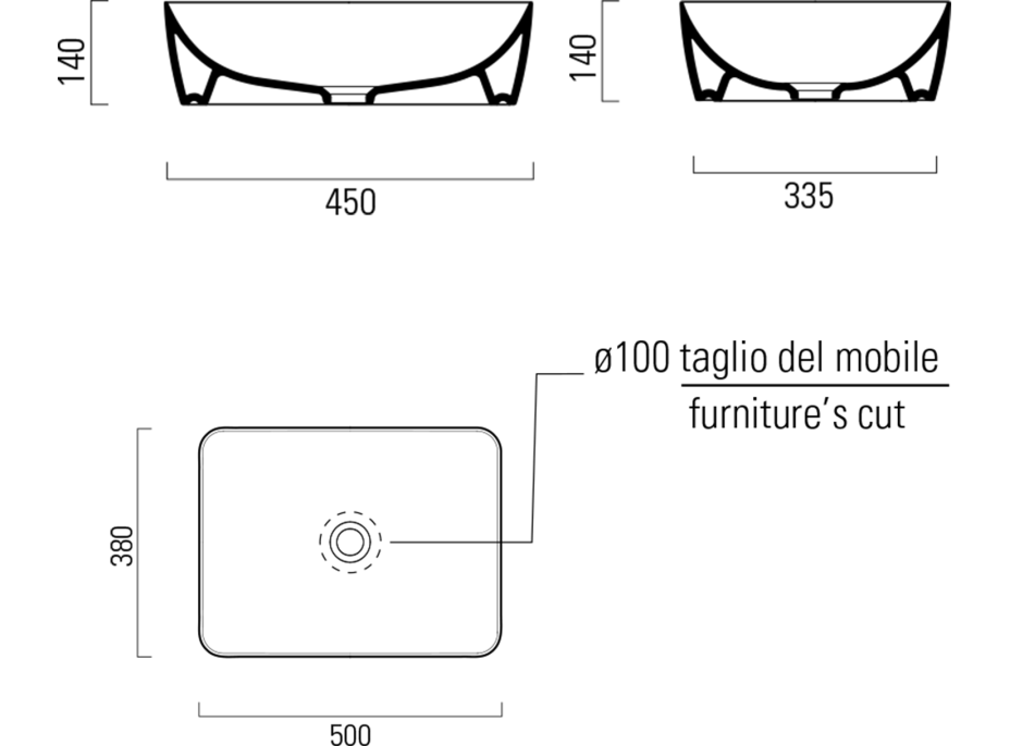 GSI SAND/NUBES keramické umyvadlo na desku 50x38cm, tortora mat 903705