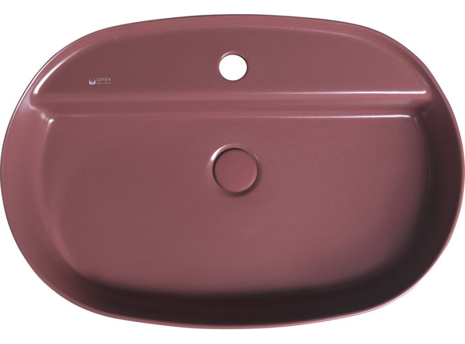 Isvea INFINITY OVAL keramické umyvadlo na desku, 60x40cm, maroon red 10NF65060-2R