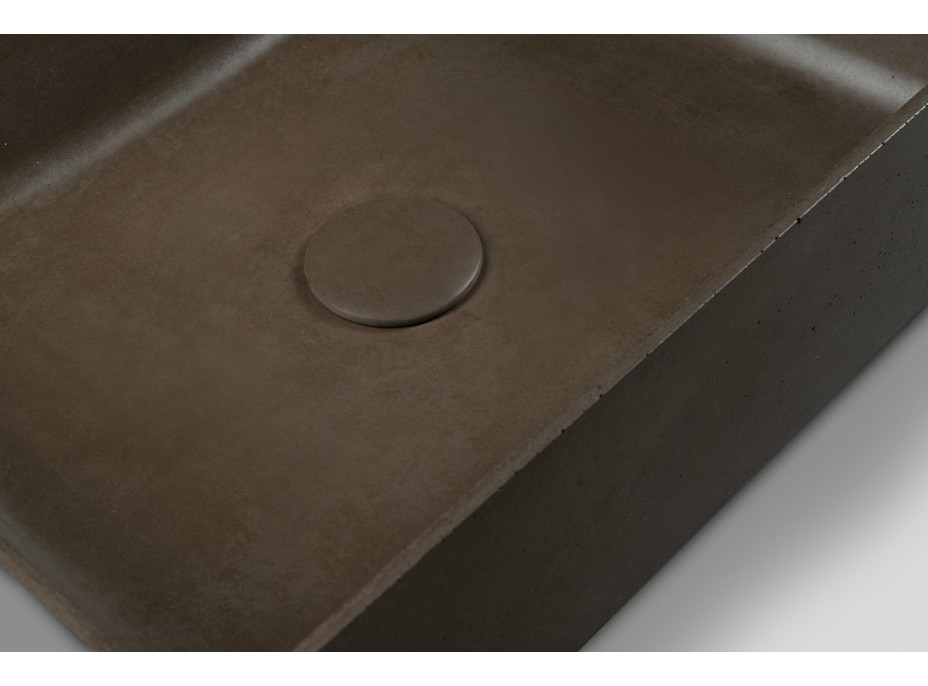 Sapho FORMIGO betonové umyvadlo na desku, včetně výpusti, 47, 5x36, 5 cm, tmavě hnědá FG014