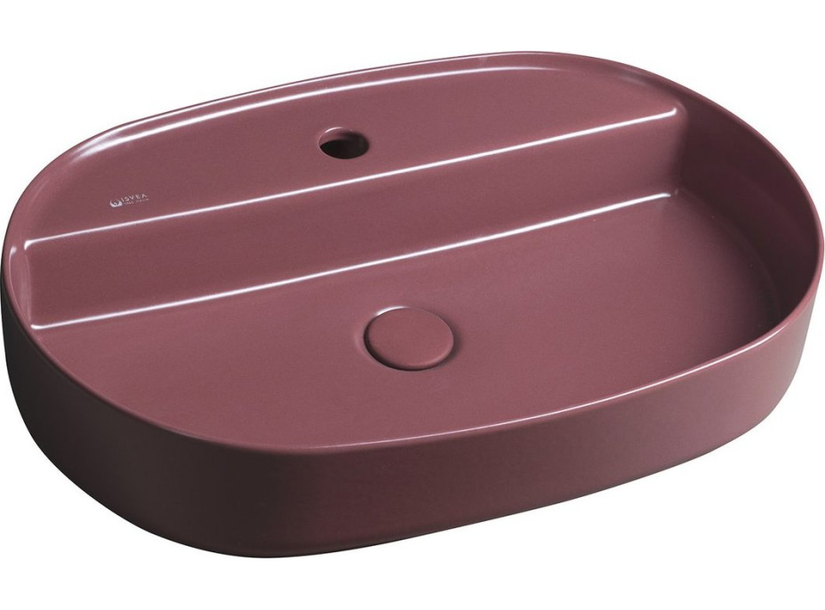 Isvea INFINITY OVAL keramické umyvadlo na desku, 60x40cm, maroon red 10NF65060-2R