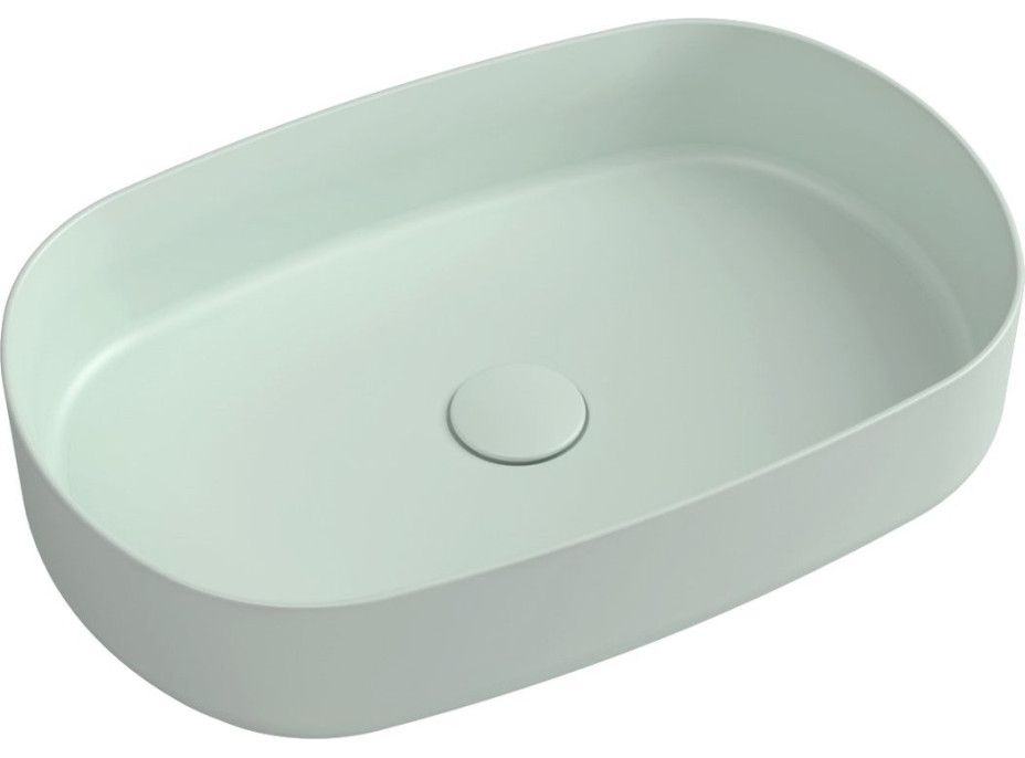 Isvea INFINITY OVAL keramické umyvadlo na desku, 55x36cm, zelená mint 10NF65055-2T