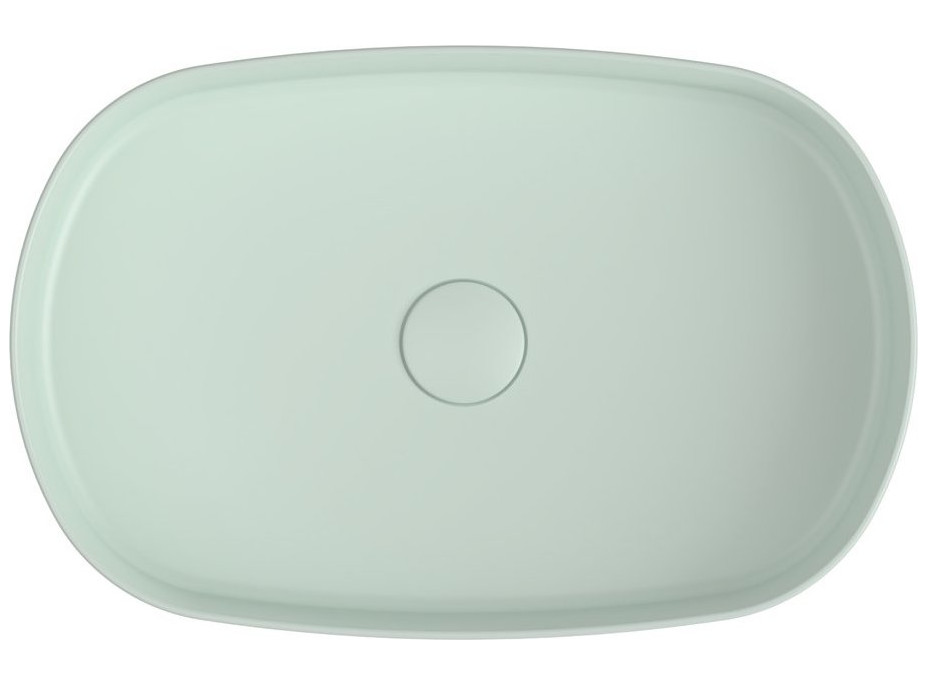 Isvea INFINITY OVAL keramické umyvadlo na desku, 55x36cm, zelená mint 10NF65055-2T