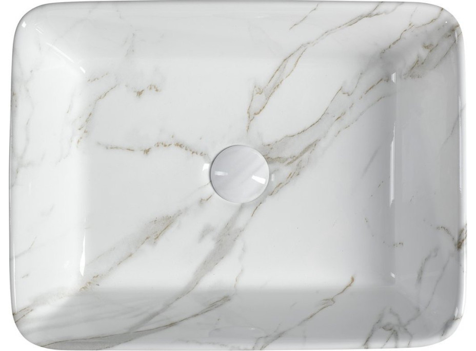 Sapho DALMA keramické umyvadlo na desku, 48x38 cm, carrara MM517