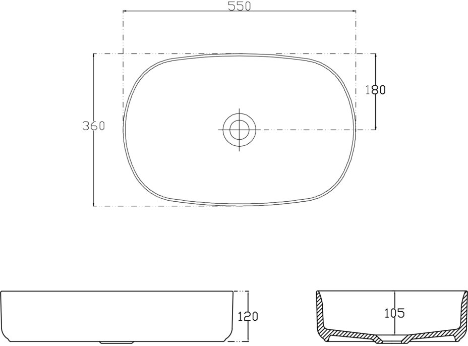 Isvea INFINITY OVAL keramické umyvadlo na desku, 55x36cm, ivory 10NF65055-2K