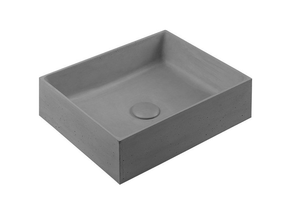 Sapho FORMIGO betonové umyvadlo na desku, včetně výpusti, 47, 5x36, 5cm, šedá FG019