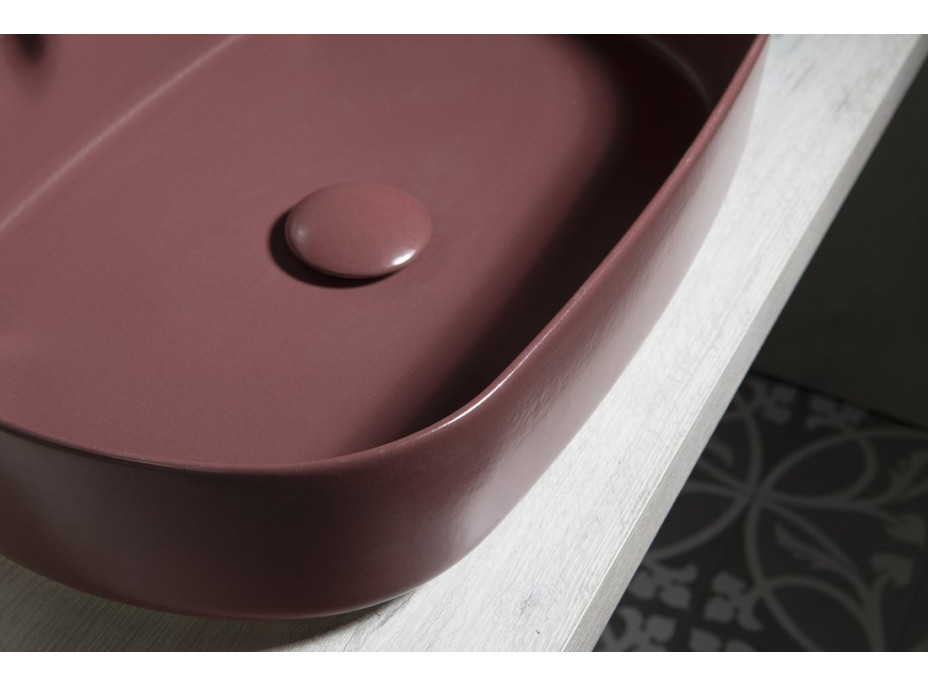 Isvea INFINITY OVAL keramické umyvadlo na desku, 55x36cm, maroon red 10NF65055-2R