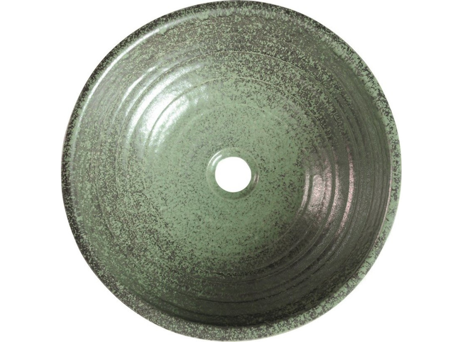 Sapho ATTILA keramické umyvadlo, průměr 43cm, zelená měď DK006