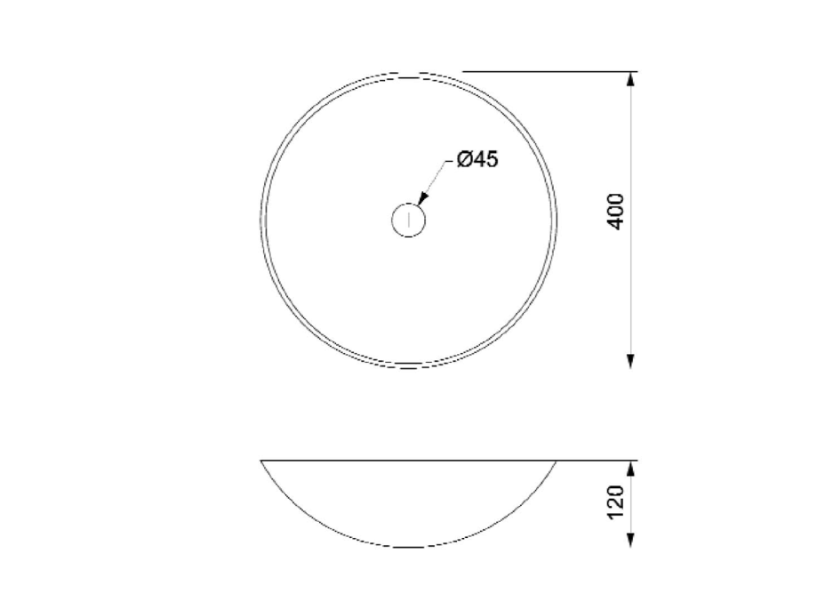 Sapho BLOK 1 kamenné umyvadlo na desku Ø 40 cm, matný tmavý kámen 2401-02