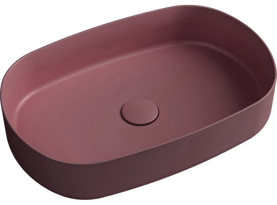 Isvea INFINITY OVAL keramické umyvadlo na desku, 55x36cm, maroon red 10NF65055-2R