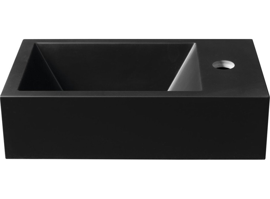 Sapho AMAROK umývátko, litý mramor, 40x22cm, baterie vpravo, černá mat AR500B