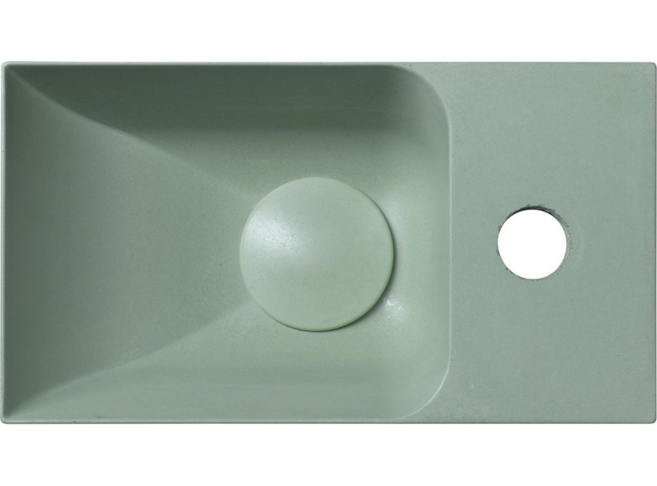 Sapho PICCOLINO betonové umývátko 30, 8x17cm, baterie vpravo, zelená PK30523