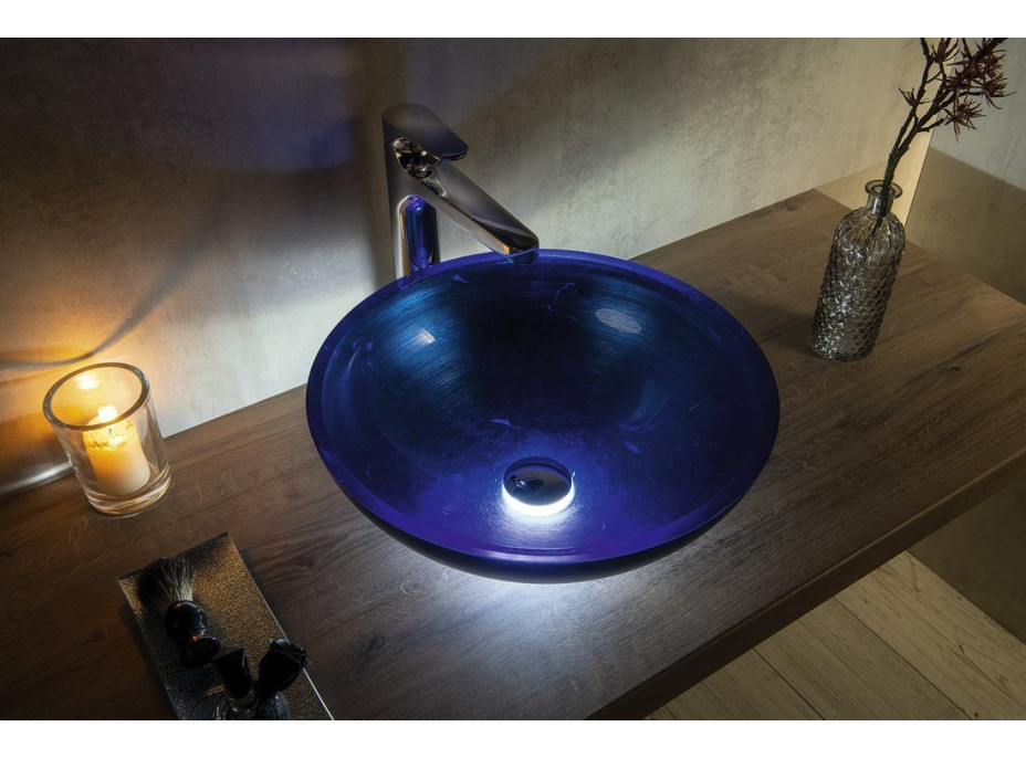 Sapho MURANO BLU skleněné umyvadlo na desku, průměr 40cm, modrá AL5318-65