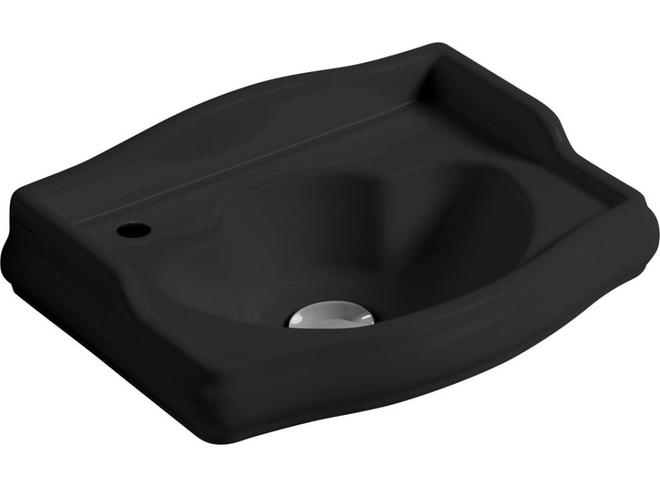 Kerasan RETRO keramické umývátko 41x30cm, otvor pro baterii vlevo, černá mat 103331SX