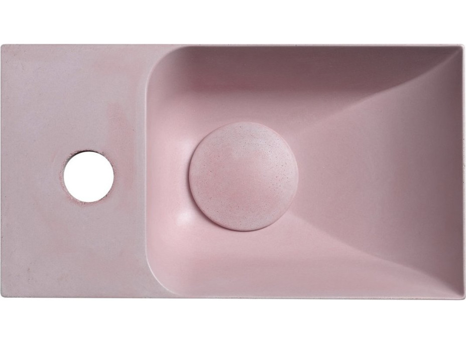 Sapho PICCOLINO betonové umývátko 30, 8x17cm, baterie vlevo, růžová PK30021