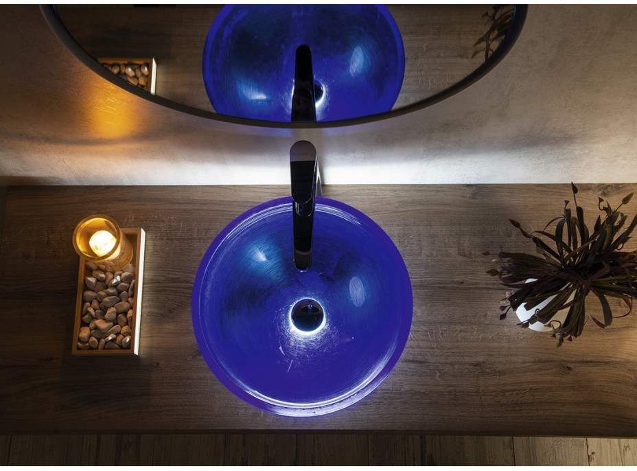 Sapho MURANO BLU skleněné umyvadlo na desku, průměr 40cm, modrá AL5318-65