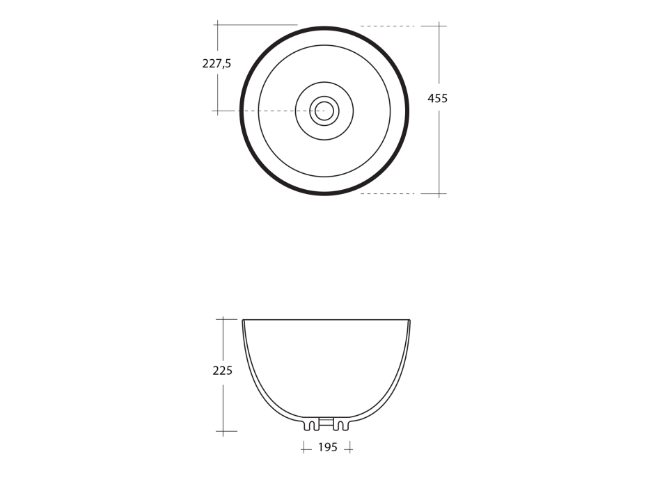 Sapho DOME keramické umyvadlo na desku, Ø 45, 5cm, bílá WH030