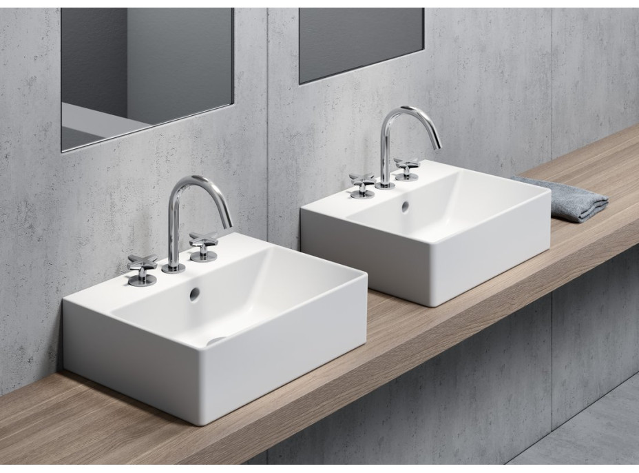 GSI KUBE X keramické umyvadlo 45x35cm, broušená spodní hrana, bílá mat 94859109