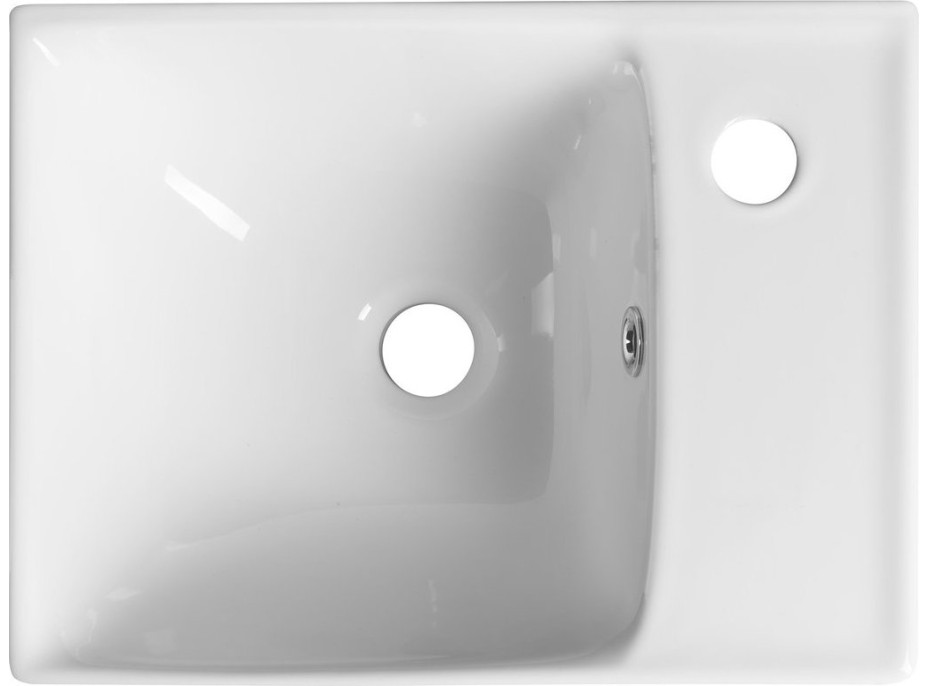 Sapho NUALI keramické umývátko 40x30cm, baterie vpravo, bílá TU0128