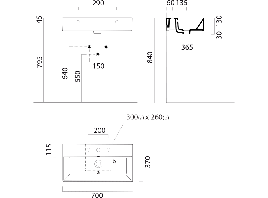 GSI KUBE X keramické umyvadlo 70x37cm, broušená spodní hrana, bílá ExtraGlaze 94559111