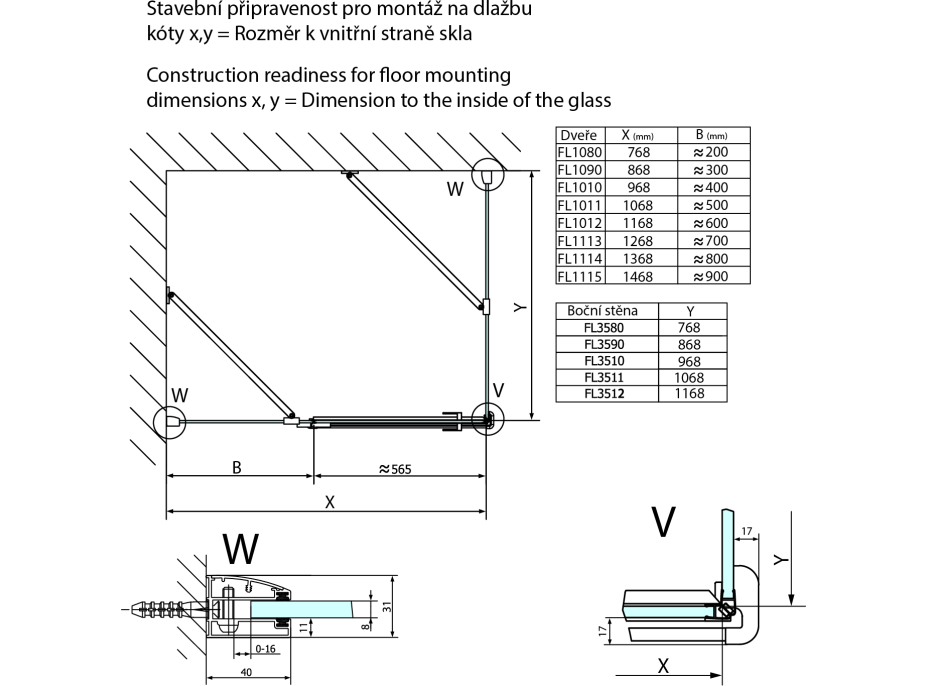 Polysan FORTIS LINE obdélníkový sprchový kout 1200x800 mm, L varianta FL1012LFL3580