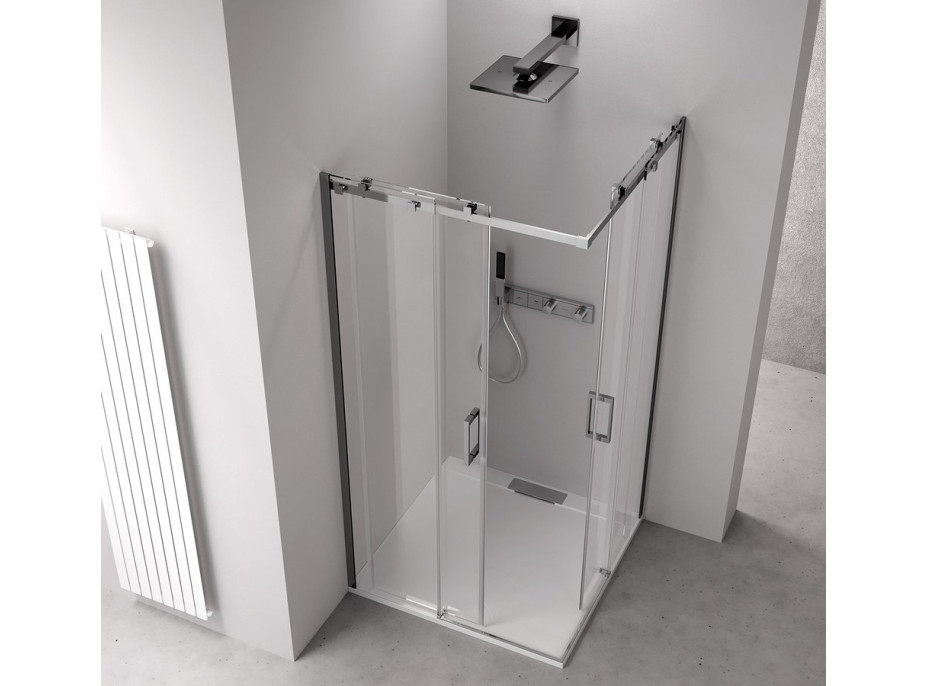 Polysan THRON LINE SQUARE čtvercový sprchový kout 900x900mm, hranaté pojezdy, rohový vstup TL2990-5002