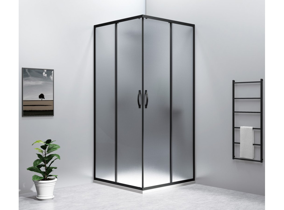 Gelco SIGMA SIMPLY BLACK čtvercový sprchový kout 900x900 mm, rohový vstup, Brick sklo GS2490B-02