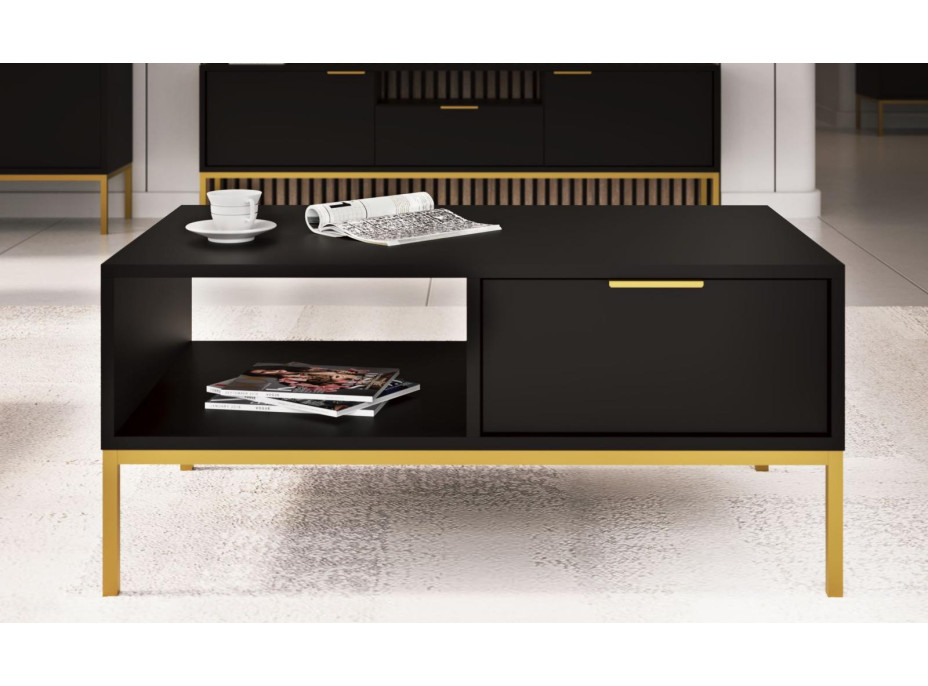 Konferenční stolek AUSTIN 80 - černý/zlatý