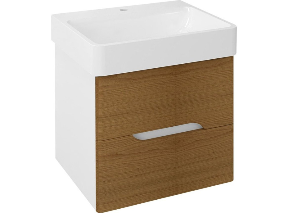 Sapho MEDIENA umyvadlová skříňka 57x50, 7x48, 5cm, bílá mat/dub natural MD062