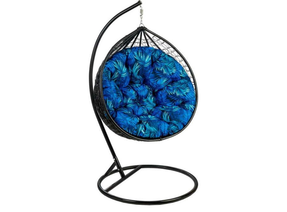 Oboustranný voděodolný sedací polštář do závěsného křesla 130 cm- Blue Passion/černý