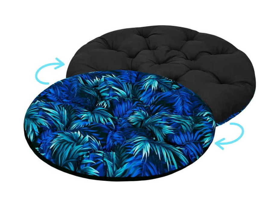 Oboustranný voděodolný sedací polštář do závěsného křesla 130 cm- Blue Passion/černý