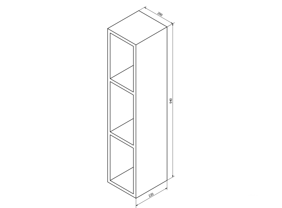 Sapho ESPACE otevřená policová skříňka 20x94x22cm, bílá ESC130-3030