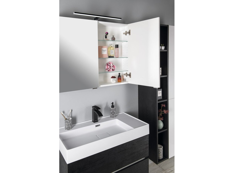 Sapho RIWA galerka s LED osvětlením, 81x70x17cm, bílá lesk RIW080-0030