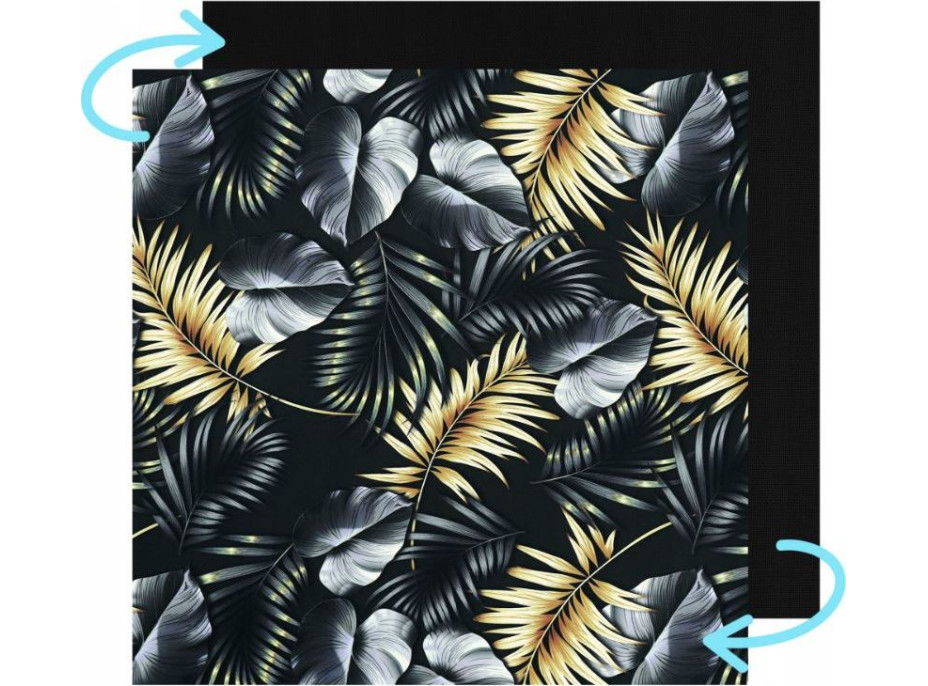 Oboustranný voděodolný sedací polštář do závěsného křesla 130 cm - Golden Palms/černý