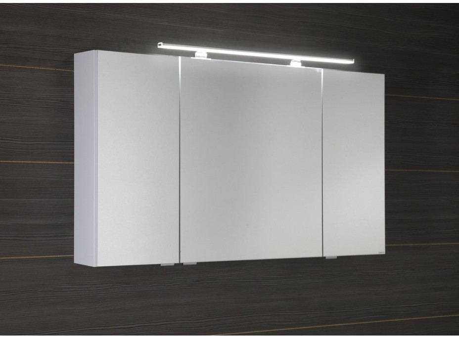 Sapho RIWA galerka s LED osvětlením, 3x dvířka, 121x70x17cm, bílá lesk RIW120-0030