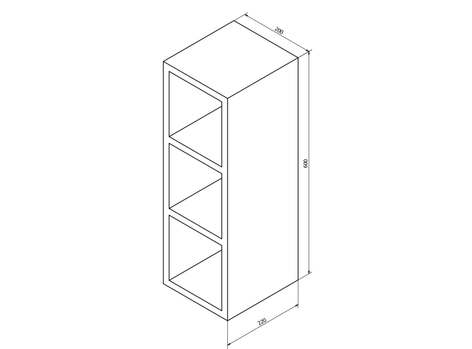 Sapho ESPACE otevřená policová skříňka 20x60x22cm, dub stříbrný ESC140-1111