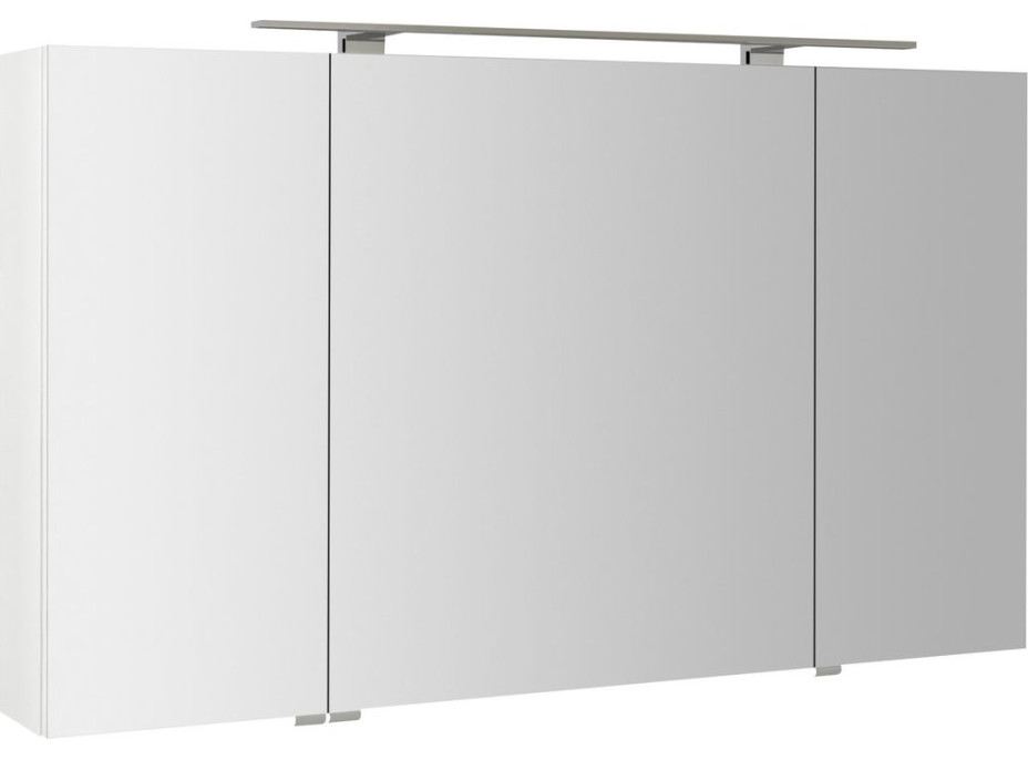 Sapho RIWA galerka s LED osvětlením, 3x dvířka, 121x70x17cm, bílá lesk RIW120-0030