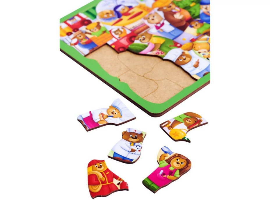 WOODLIKA Dřevěné puzzle Medvědi ve světě povolání 30 dílků