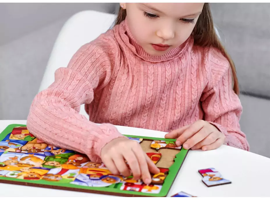 WOODLIKA Dřevěné puzzle Medvědi ve světě povolání 30 dílků