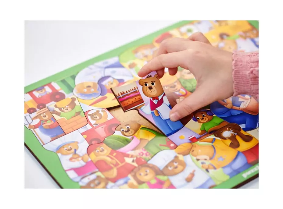WOODLIKA Dřevěné puzzle Medvědi ve světě povolání 30 dílků