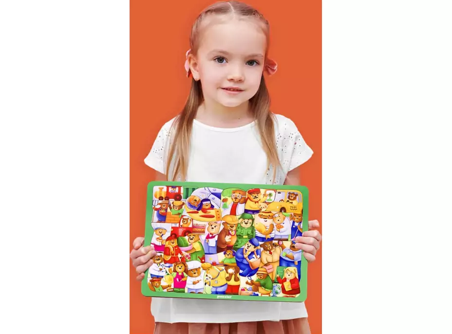 WOODLIKA Dřevěné puzzle Medvědi ve světě povolání 30 dílků