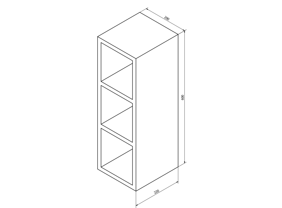 Sapho ESPACE otevřená policová skříňka 20x60x22cm, borovice rustik ESC140-1616