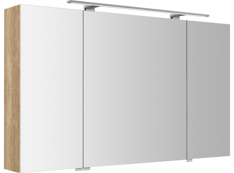 Sapho RIWA galerka s LED osvětlením, 3x dvířka, 121x70x17cm, dub alabama RIW120-0022