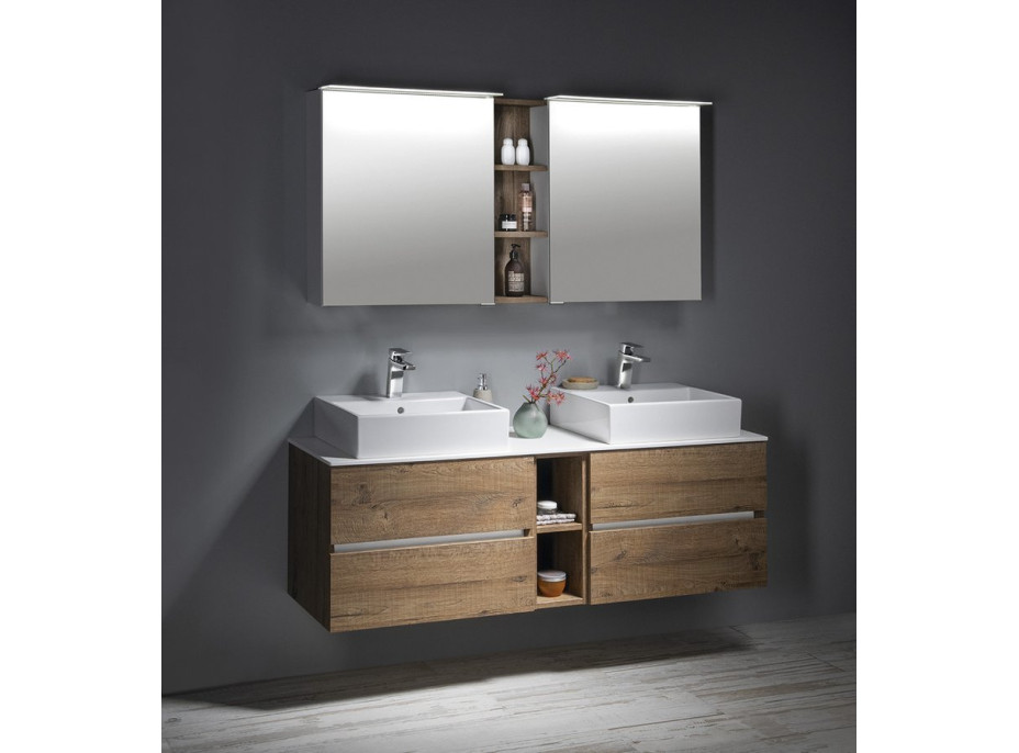 Sapho LINEX galerka s LED osvětlením, 60x70x15cm, levá/pravá, jilm bardini LX060-0013