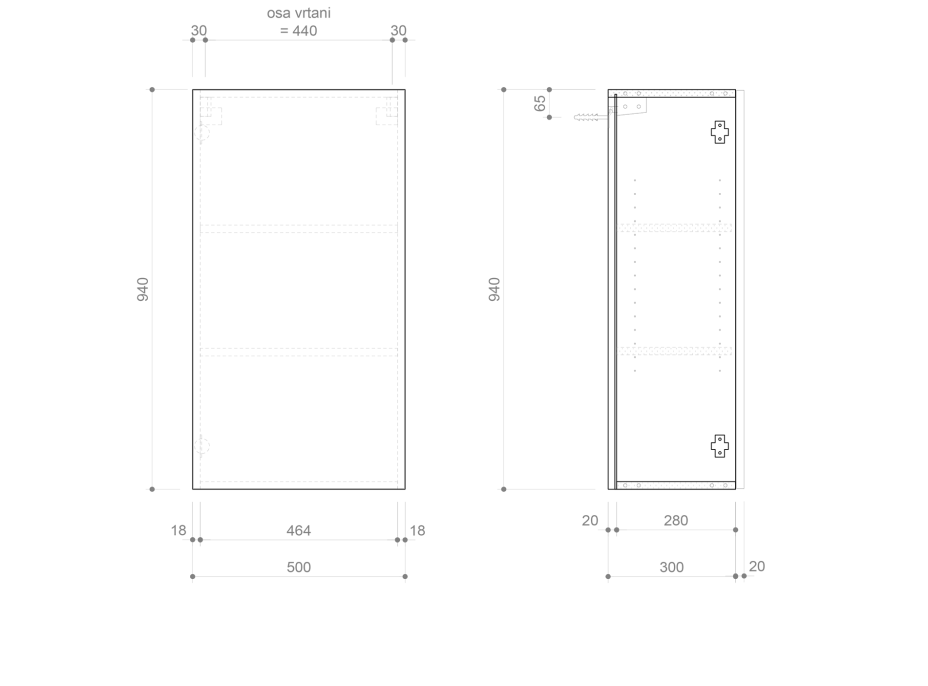 Sapho ESPACE skříňka 50x94x32cm, 1x dvířka, levá/pravá, jilm bardini ESC850-1313