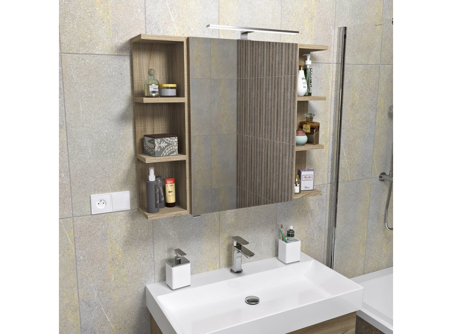 Sapho RIWA galerka s LED osvětlením, 60x70x17cm, dub stříbrný RIW060-0011
